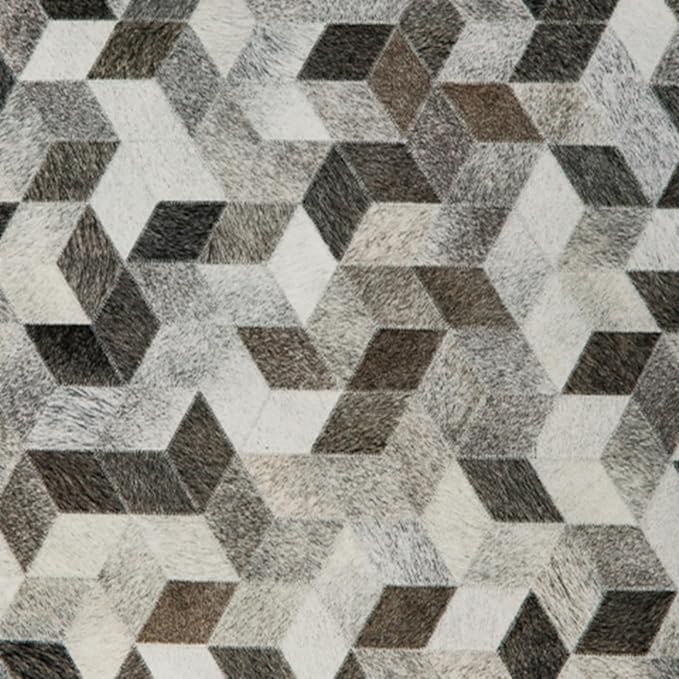Signature Design by Ashley Albermarle Casual Geometric Patterned Pouf 18 x 18 Inches, Gray & Dark Brown