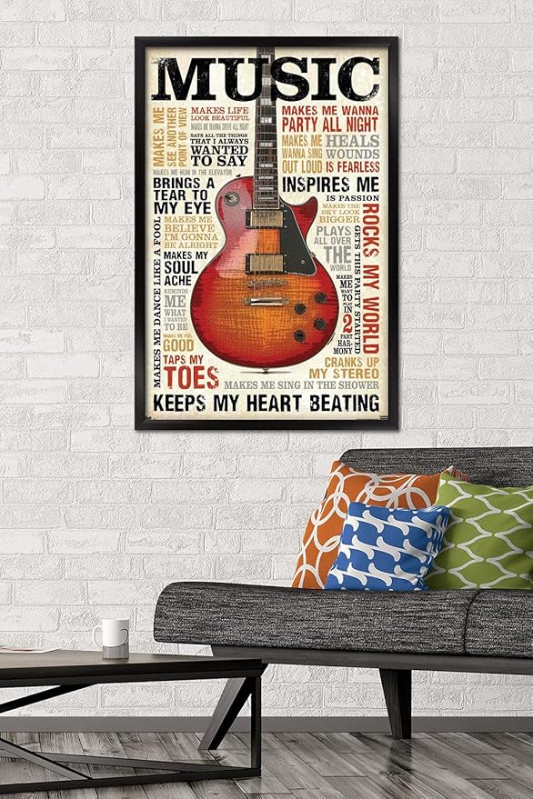 Trends International Music Inspires Me Wall Poster, 22.375" x 34", Black Framed Version