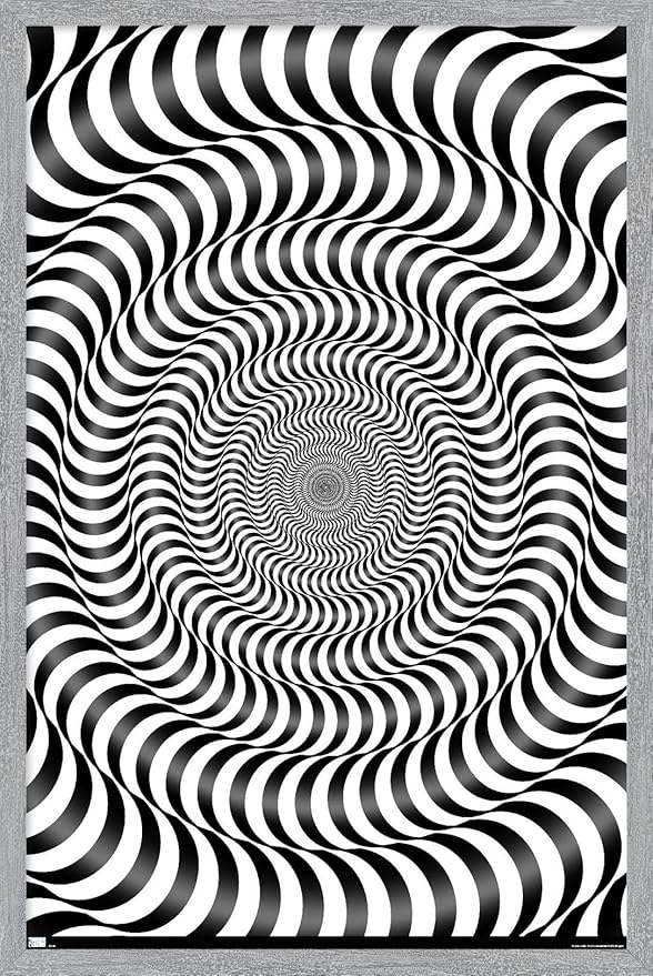 Trends International Zebra Stripe Optical Illusion Wall Poster, 34L x 22.4W, Gray Framed Version