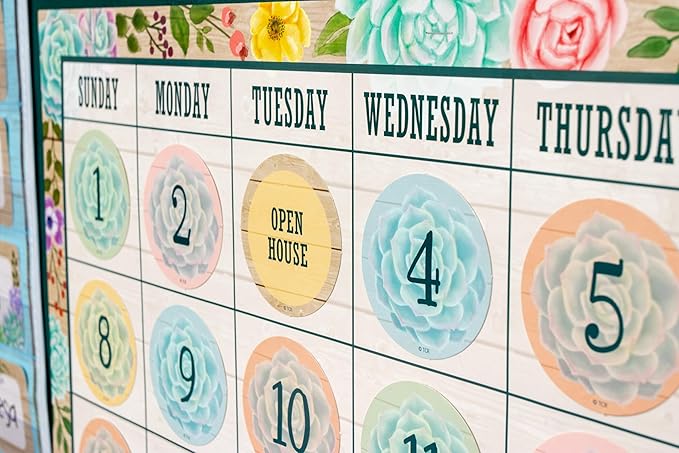 Teacher Created Resources Rustic Bloom Calendar Bulletin Board Set (TCR8593)