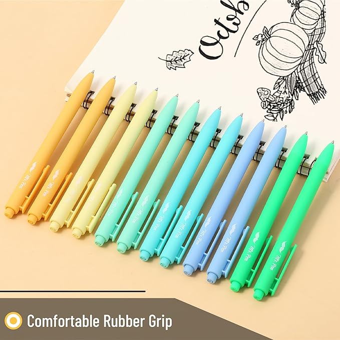 Mr. Pen- Retractable Gel Pens, 12 Pack, Black Ink, Fresh Color Barrels Gel Pens