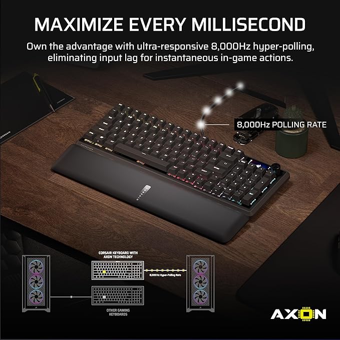 Corsair Vanguard 96 Wired Mechanical Gaming Keyboard – 96% Layout, MLX Fusion Tactile Switches, 8000Hz Polling, LCD Display, Virtual Stream Deck, G-Keys, SOCD Flashtap, QWERTY US – Black