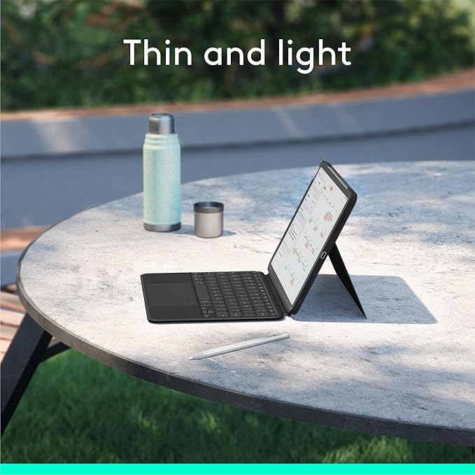 Logitech Combo Touch iPad Air 11-inch (M2 & M3), iPad Air (5th gen) Keyboard Case - Detachable Backlit Keyboard with Kickstand - Midnight Black