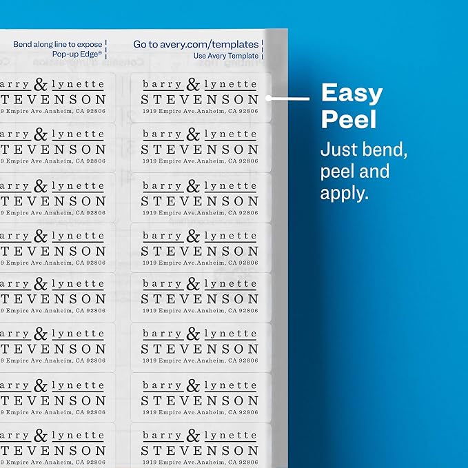 Avery Glossy Clear Address Labels, Sure Feed Technology, Laser/Inkjet, 2/3" x 1-3/4", 600 Labels, 5 Packs (6520)