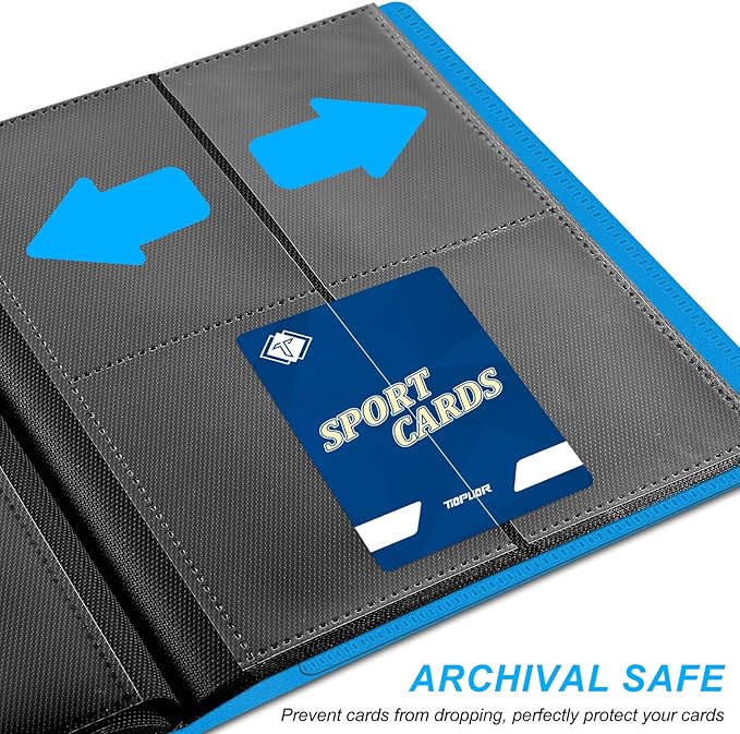 4 Pocket Card Binder for 160 Sleeves, Card Folder Ablum for Trading Cards Collection for Sports Cards, Baseball Cards, Game Cards, Mini TCG Binder Fit for MTG, Gift for Card Collector (Blue)