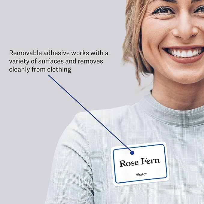 Avery Flexible Printable Name Tags, 2-1/3" x 3-3/8", White with Blue Border, 40 Removable Name Badges (05151)