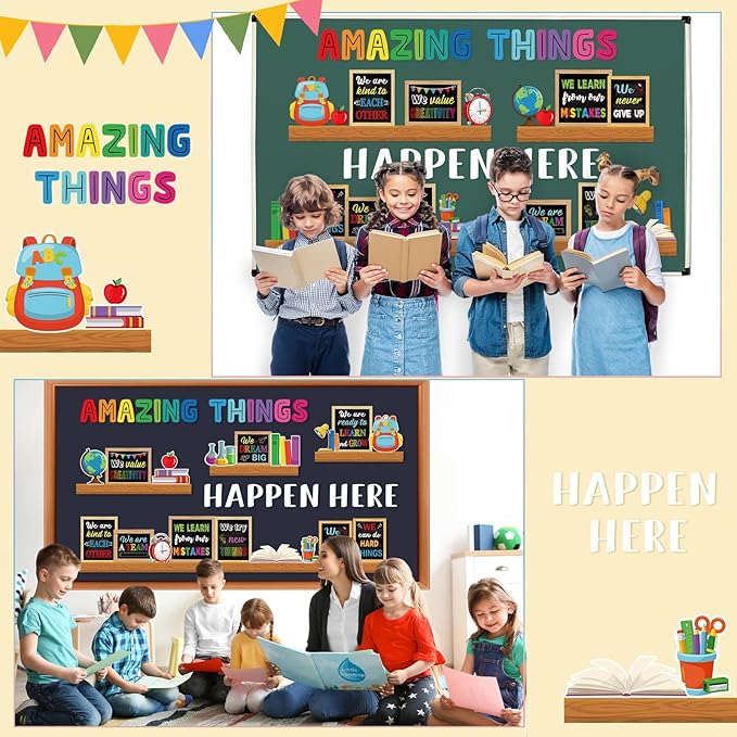 Qilery Bookshelf Bulletin Board Set Colorful Motivational Classroom Decor Reading Library Bulletin Board Set Inspirational Cutout for Back to School Classroom Decoration