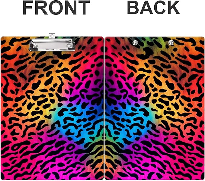 Fashion Clipboard, A4 Letter Size Wooden Decorative Clipboards for Teacher, Nurse, Doctor,Student and Kids, Cute Design for Standard Size 12.2" x 8.9"(C-Colorful Leopard Pattern)