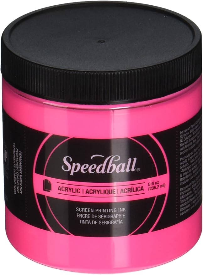 Speedball 046214 Acrylic Screen Printing Ink, 8 fl. oz., Fluorescent Hot Pink