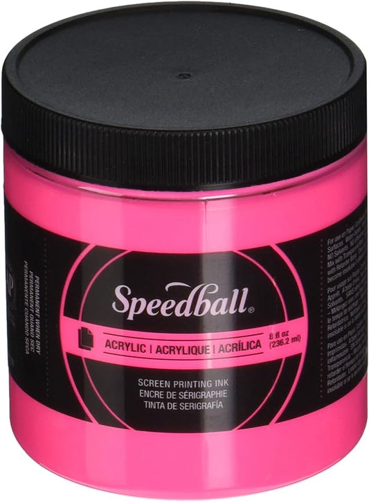 Speedball 046214 Acrylic Screen Printing Ink, 8 fl. oz., Fluorescent Hot Pink