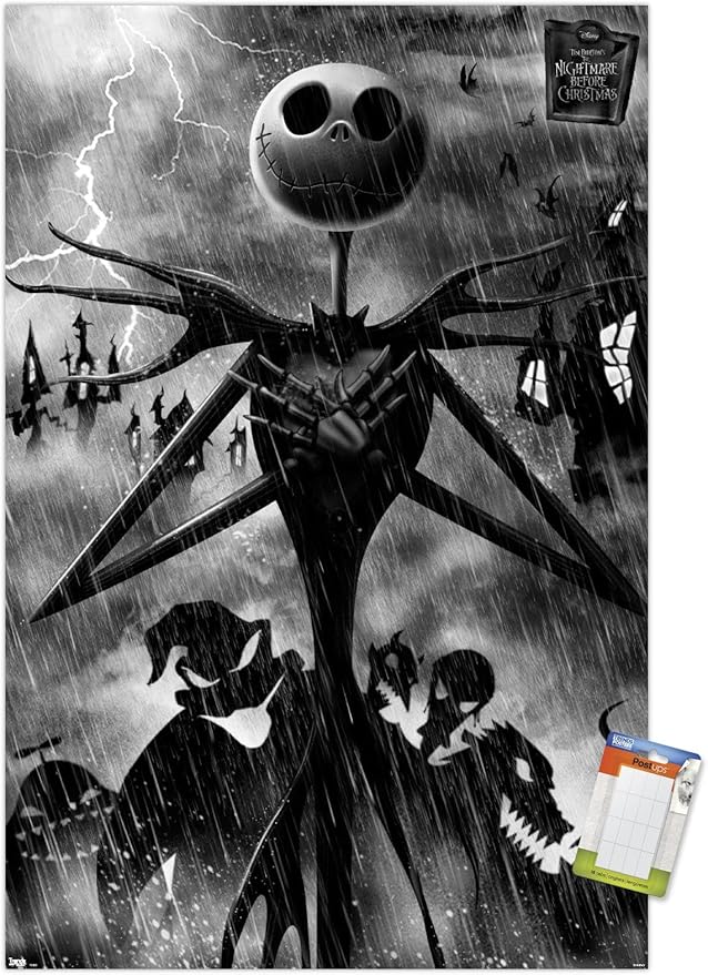 Disney Tim Burton's The Nightmare Before Christmas - Shadows Wall Poster, 34L" x 22.4W", Poster & Clip Bundle
