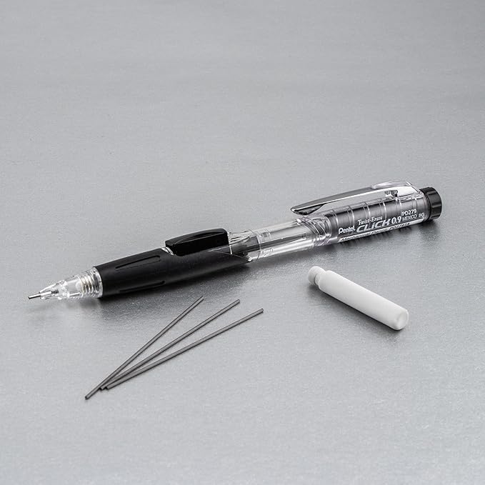 Pentel Twist-Erase Click Mechanical Pencil, (0.9mm), Pack of 6 Pencils with 2 Pack of Lead Refills (PD279TLBP6M)