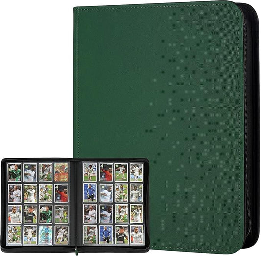Trading Card Binder 16 Pocket, GERMUN PU Cover Card Binder for 1000+ Cards, Premium Trading Card Holder Folders, Double Sided Pocket Card Album for MTG, TCG (Dark Green)