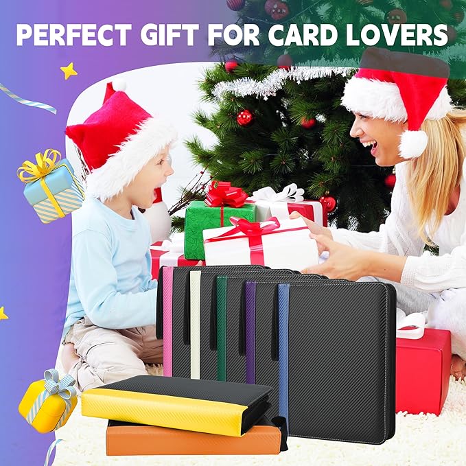 9 Pockets Trading Card Binder with Sleeves Card Organizer, 900 Double Sided Pocket PU Card Collection Binder, Baseball Binder,for Sports Card, MTG, TCG Yugioh Card (Yellow)