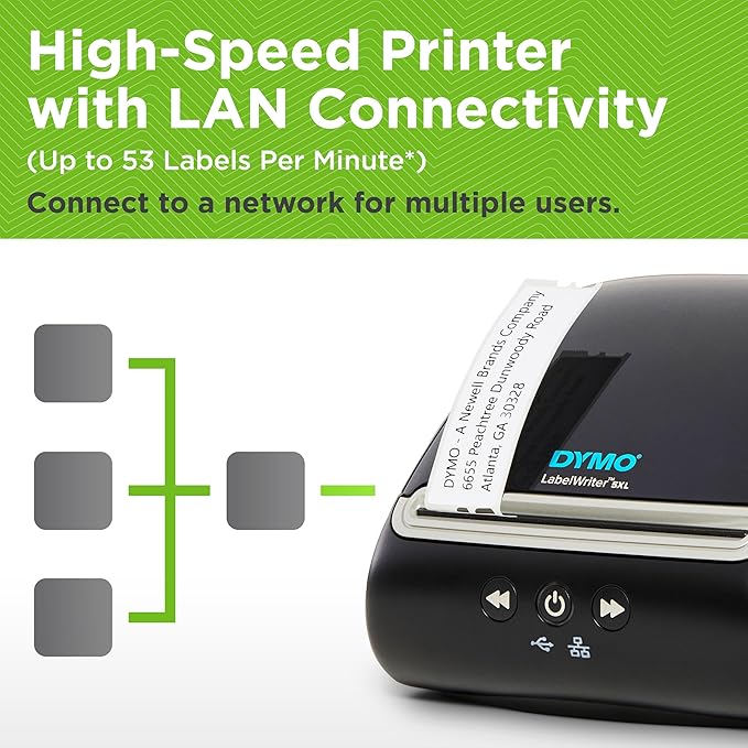 DYMO LabelWriter 5XL Label Printer Bundle Prints Extra-Wide ShippingLabels (UPS USPS) from Amazon eBay and More Perfect for eCommerce Sellers Includes 5 Extra-Large Shipping Labels (1100 Total)
