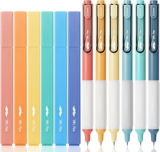 Mr. Pen- Aesthetic Highlighters and Gel Pens, 12 Pack, Assorted Colors, Bible No Bleed, Black Ink, Highlighter for Bibles
