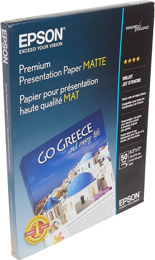 Epson Heavyweight 8.5x11 Matte Paper, 50 Sheets (S041257), (Pack of 2)