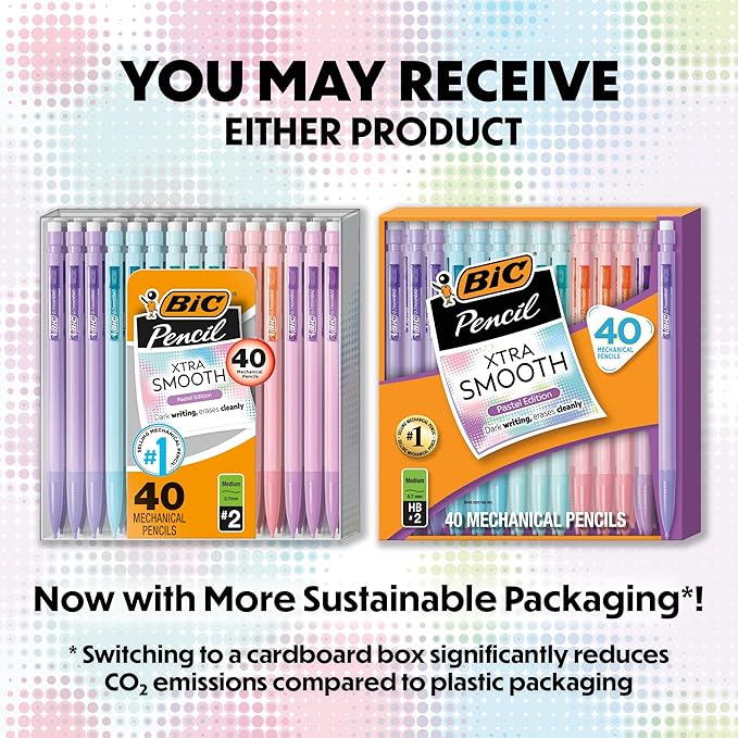 BIC Xtra Smooth Mechanical Pencil with Erasers,0.7 mm Point,Refillable,40 Count (Pack of 2)