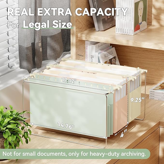 Legal Size Hanging File Folders,6 Pack Heavy Duty 4" Expanding Pocket,Reinforced High Capacity Legal Plastic Hanging Folders,Sturdy Hang Folders with Tabs,Designed for Bulky Files,Pastel Color