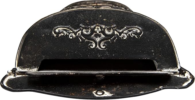 Creative Co-Op Black Embossed Tin Post Letter Box