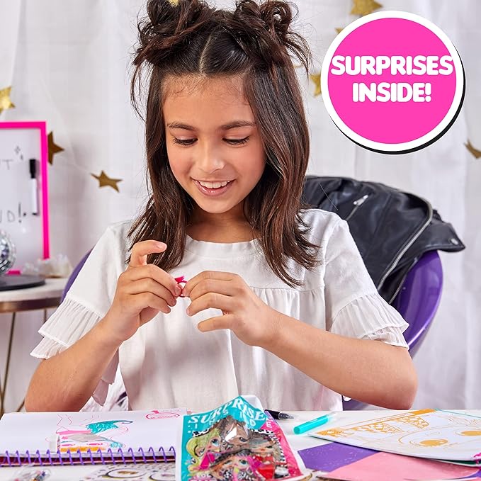 LOL Surprise! OMG Flawless Fashion Sketchbook by Horizon Group USA, DIY Craft Kit, Learn Pattern Making & Drawing, Includes Sketchbook, Stencils, Art Pages, Repositionable Stickers & More