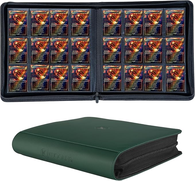 1200+ Pockets Trading Card Binder, 12-Pocket Card Ablum Compatible with lorcana,MTG,Sports Cards & Other Standard Size Trading Card (GREEN)