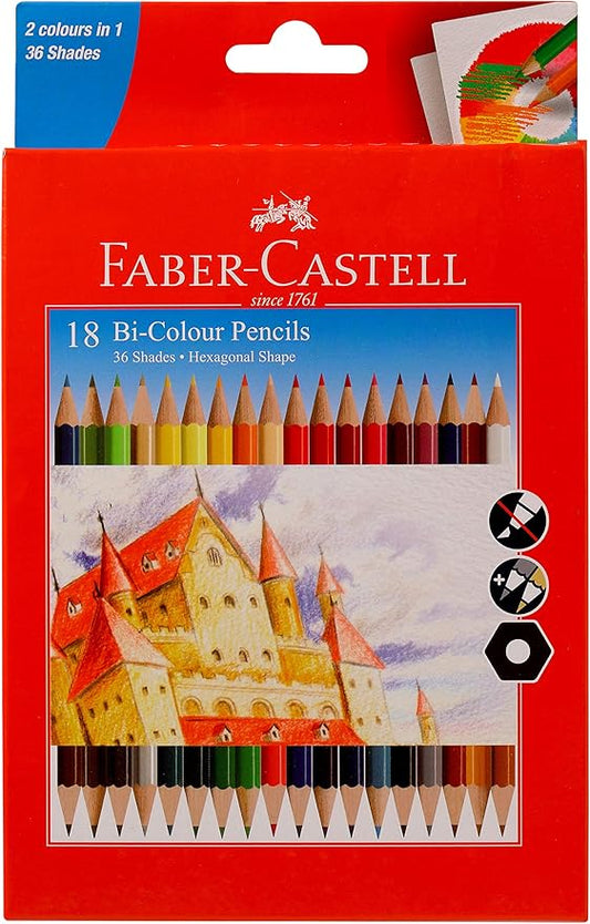 Faber Castell Faber Castell Bi Color Pencils, 36 Shades Pack Of 18