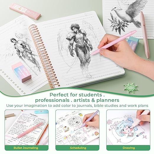 Nicpro 76PCS Bible Study Supplies Journaling Kit for Women, Bible Journal Set, Christian Gifts, Cute Spiral Notebook Stationary Set with Pen Case, Pastel Highlighter & Gel Pens No Bleed, Sticky Notes