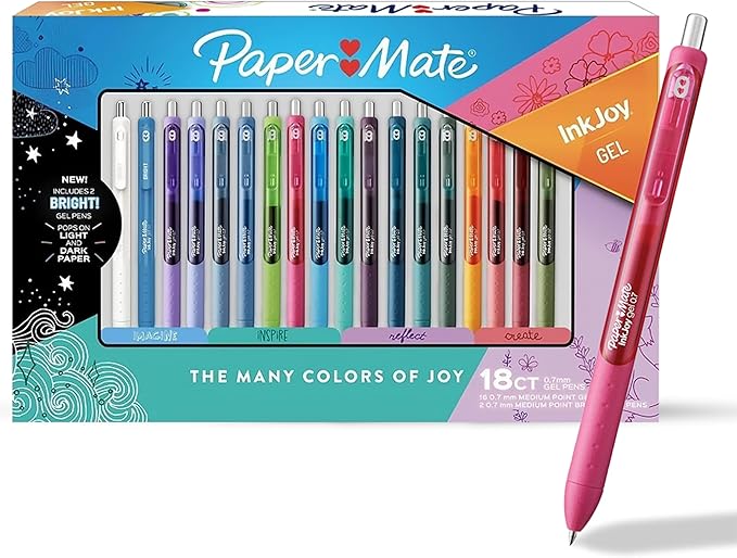 Paper Mate InkJoy Gel Pens, 0.7mm Medium Point, 18 Colors