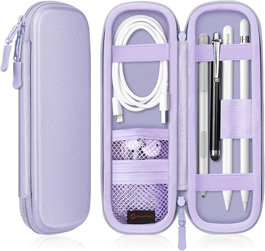 Fintie Holder Case for Apple Pencil Pro, Apple Pencil (USB-C / 1st / 2nd Generation), PU Leather Carrying Bag Sleeve Compatible with Pen, USB Cable, Samsung Stylus, Lilac Purple