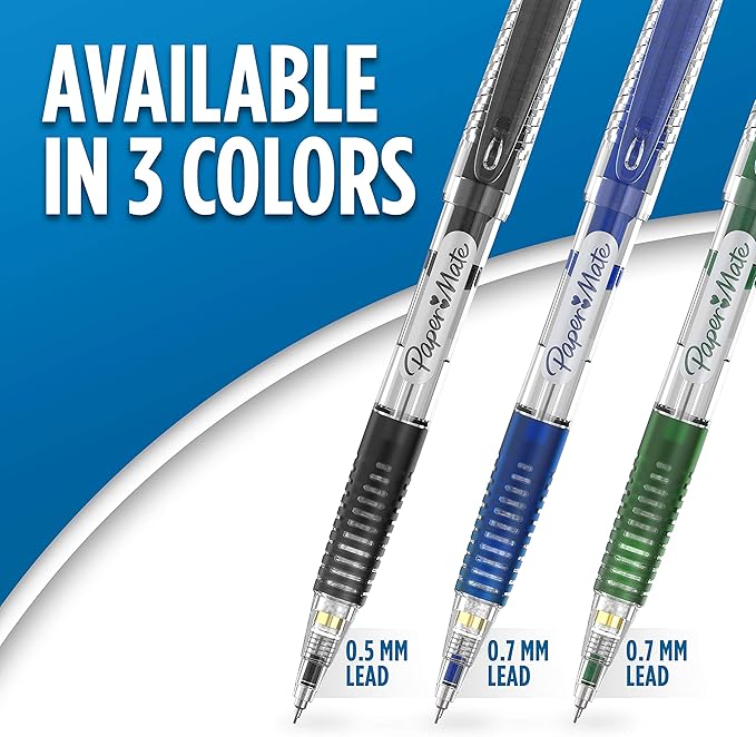 Paper Mate Clearpoint Mechanical Pencils 0.5mm Break Resistant HB #2 Lead School Supplies Art Supplies Drawing Sketching Pencils 2 Black 1 Lead Refill Set 2 Erasers