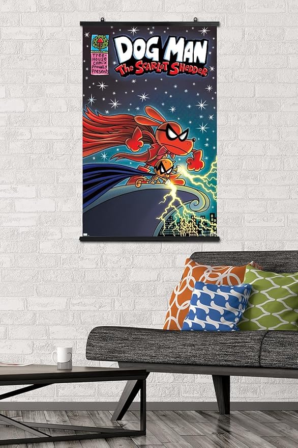 Dog Man - The Scarlet Shedder Wall Poster, 34L" x 22.4W", Poster & Clip Bundle