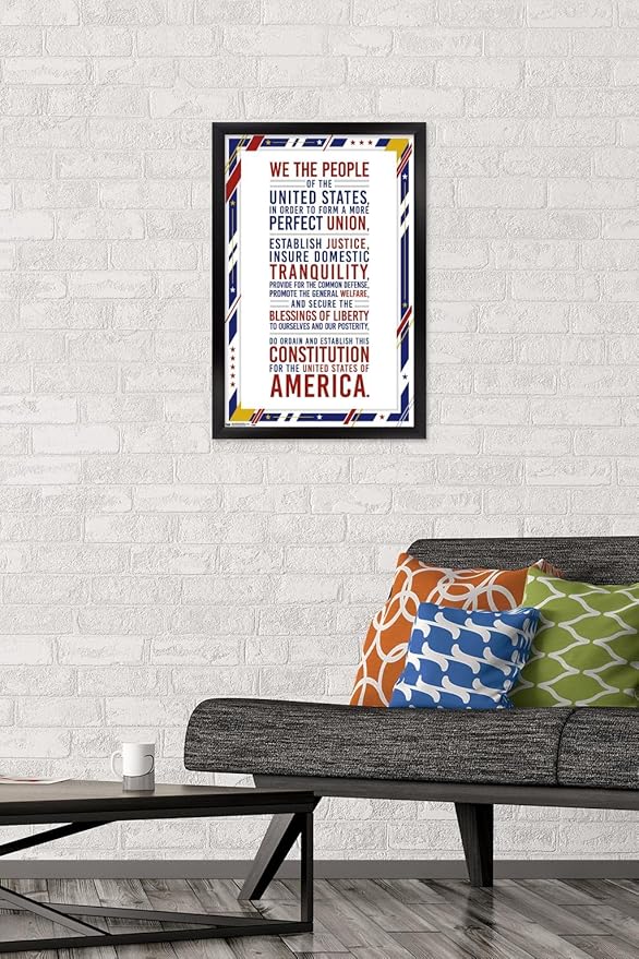 Trends International The United States Of America - Constitution Preamble Wall Poster, 14.725" x 22.375", Black Framed Version