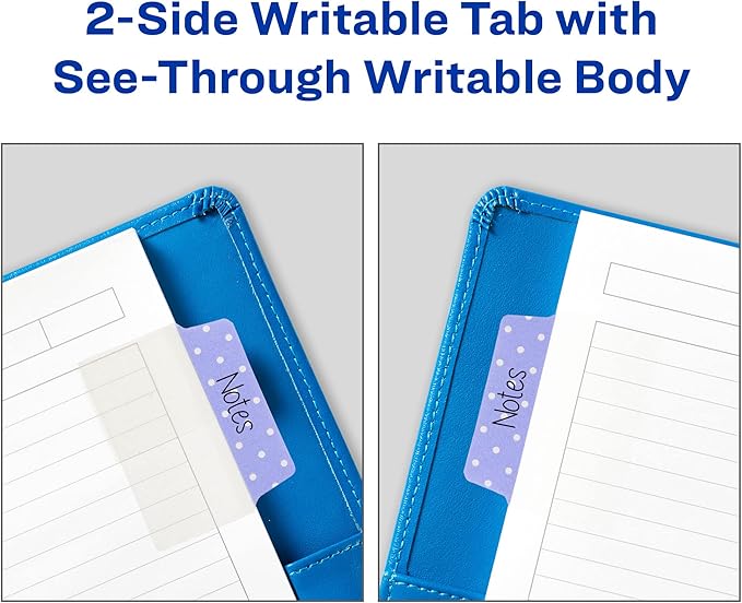 Avery Multiuse Ultra Tabs, 2" x 1.5", 2-Side Writable, Assorted Pastel Dots, 24 Repositionable Tabs (74773) (Pack of 2)