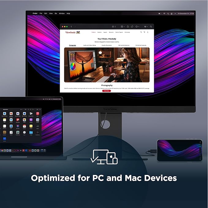 ViewSonic VP2788-5K 27" 5K Mac-Ready Monitor with 100% sRGB, 99% DCI-P3, Pantone Validated, Advanced Ergonomics, Thunderbolt 4, USB Hub, HDMI, and DP for Home and Office