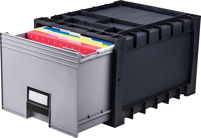 Storex Plastic Archive Storage Drawer with Lock, Letter Size, 18-Inch Drawer, Black (STX61178U01C)