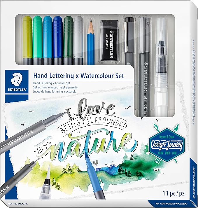 STAEDTLER 61 3001-2 Design Journey Hand Lettering and Watercolour Set - Mixed Set (Pack of 11 Pieces)