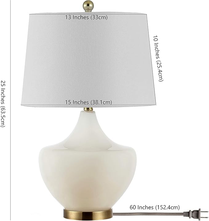 SAFAVIEH Lighting Collection Demra White 25-inch Bedroom Living Room Home Office Desk Nightstand Table Lamp (LED Bulb Included)