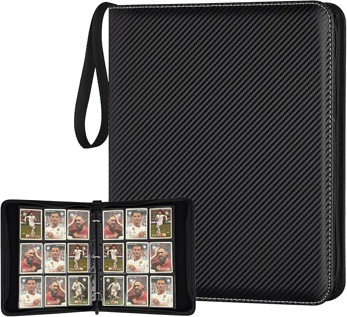 9 Pocket Card Binder, Premium Zip Trading Card Binder, 720 Double Sided Pocket PU Collection Binder, Collector Album, Card Folder for MTG, TCG, Sports Cards, (Black)