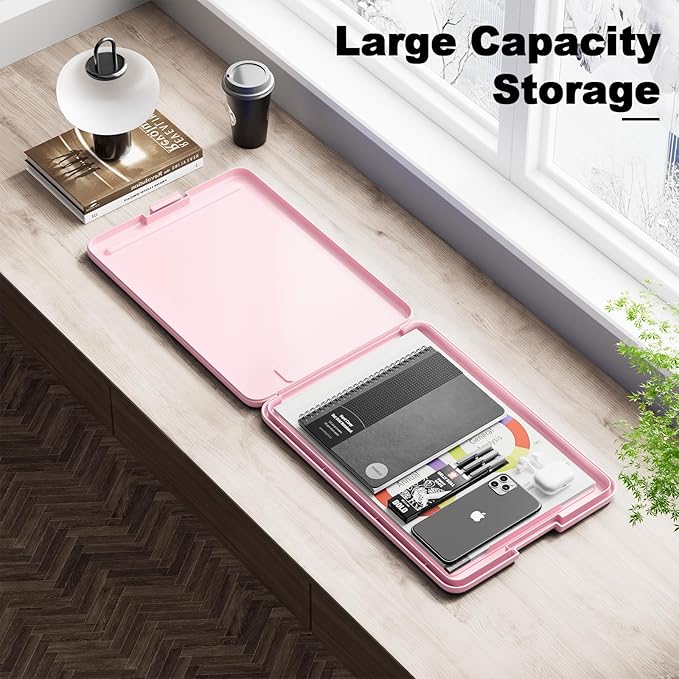 Hongri Clipboard with Storage, 8.5 x 11 Nursing Clip Board Foldable Storage for Nurses, Lawyers, Students, Classroom, Office, School, Size 13.4 x 9.4 X 0.9 in, Pink