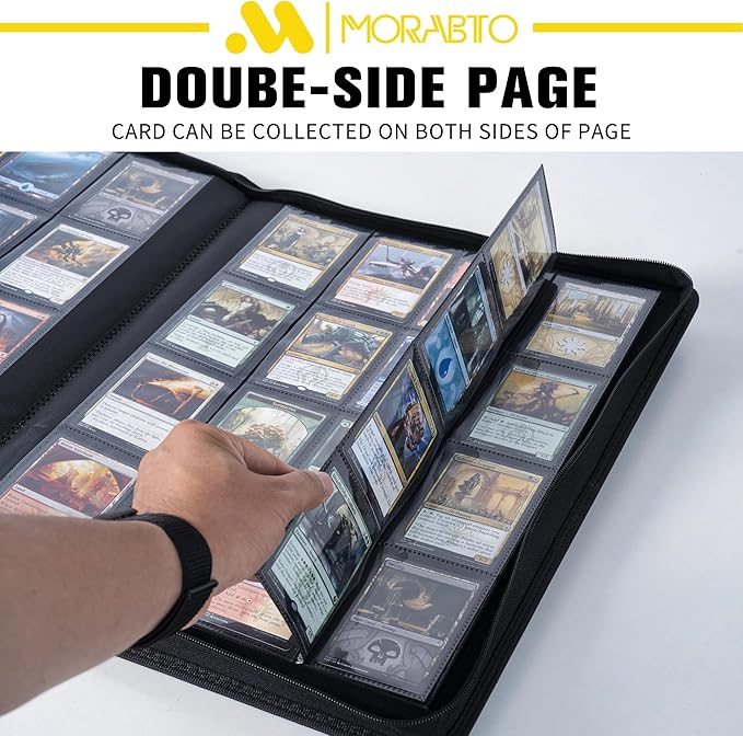 16 Pocket Card Binder,Trading Card Binder Holds up to 1024 Cards with 32 Sleeves,Zipper Card Holder Album Compatible with TCG/Sports Cards-Black Model B