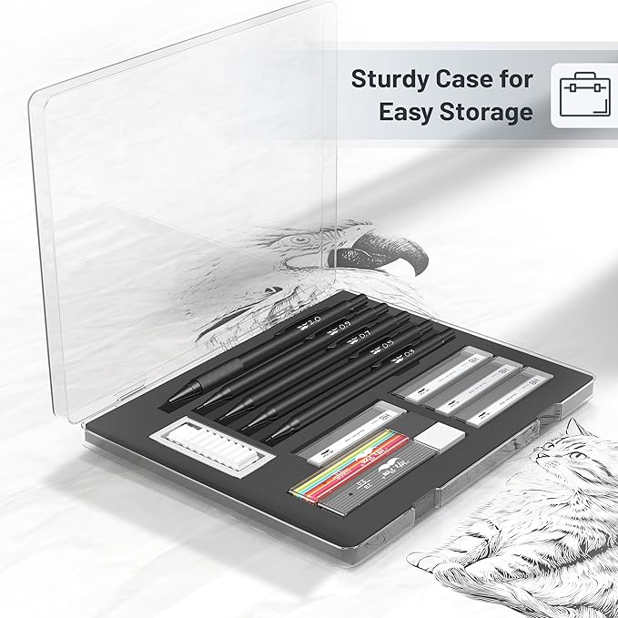 Mr. Pen- Metal Mechanical Pencil Set with Lead and Eraser Refills, 5 Sizes, Black, 0.3, 0.5, 0.7, 0.9, 2mm, Drawing Mechanical Pencils, Mechanical Pencil Metal, Drawing Pencils Mechanical (Pack of 2)