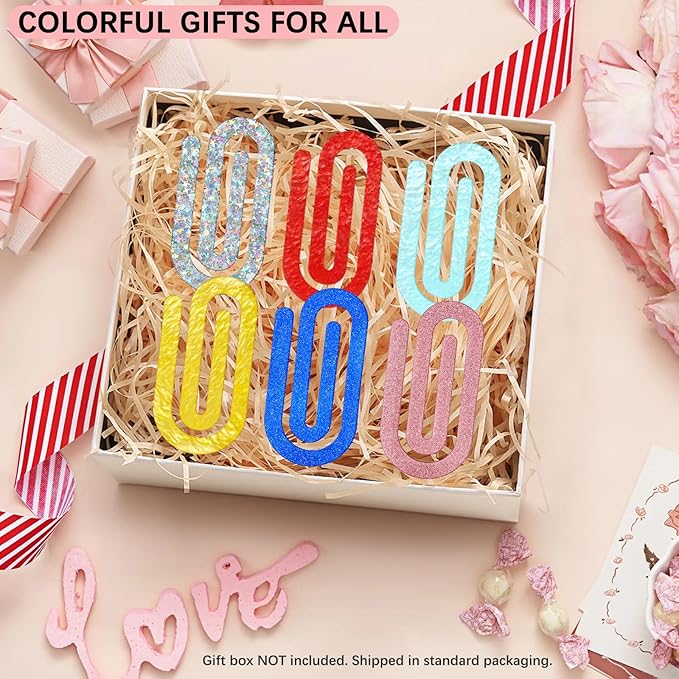 24 Pcs Jumbo Acrylic Paper Clips, 4"x2" Large Plastic Paper Clips, Bright Colors, Classroom & Office Supplies, Back to School Gifts for Students & Teachers, Desk Org & DIY Charms & Accents & Bookmarks