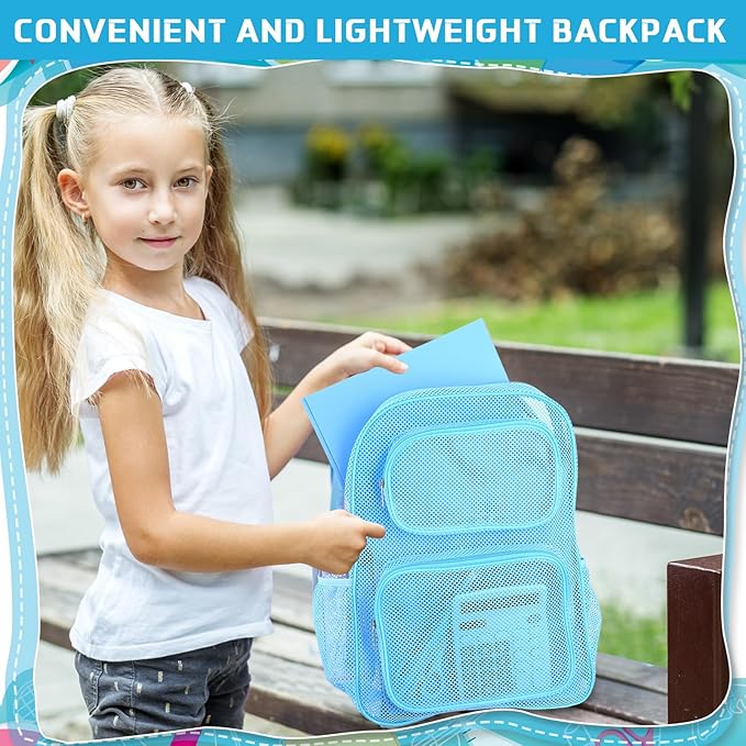 13 Piece Operation Christmas Bulk Item, 17" Mesh Backpack Semi Transparent Heavy Duty, Notebook for Holiday Donation(Blue)