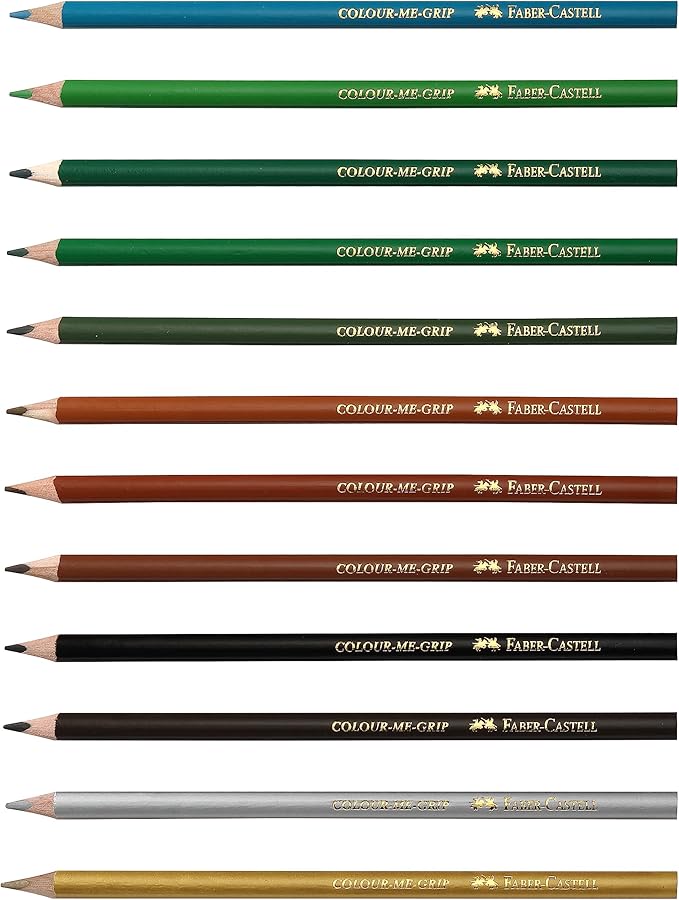 Faber Castell 24 Tri-colour Pencil Set Best Grip Includes Silver & Gold
