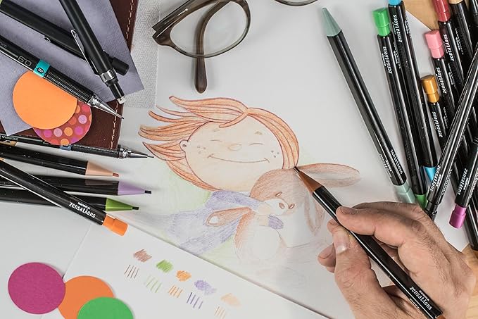 Zebra Pen Zensations Mechanical Colored Pencils, Assorted Colors, 2.0mm Bold #2 Lead, Refillable, Triangular Barrel to Prevent Rolling, 24-Pack (08124)