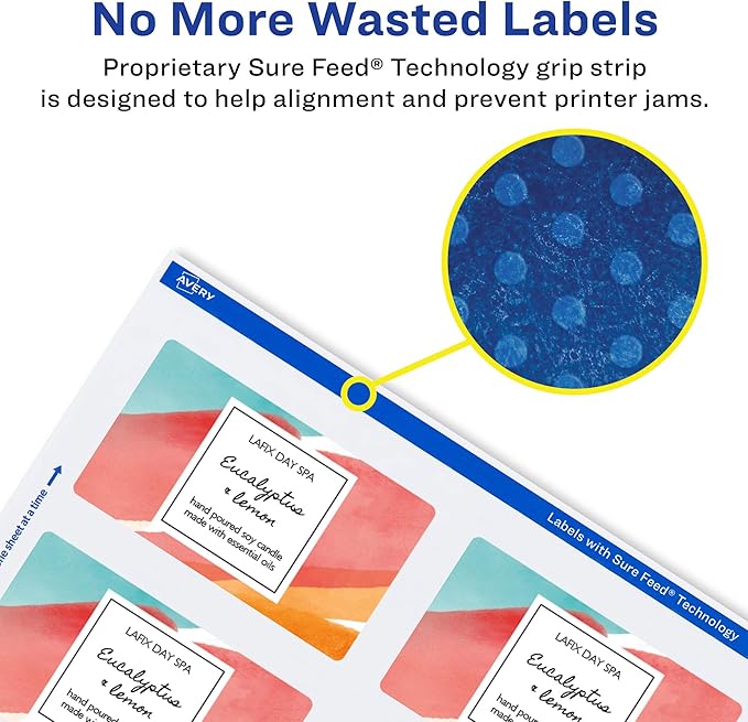 Avery Glossy White Rectangle Labels, Sure Feed Technology, 1.5" x 3.75", 100 Glossy White Labels, Print-to-The-Edge, Permanent Adhesive, Laser/Inkjet Printable