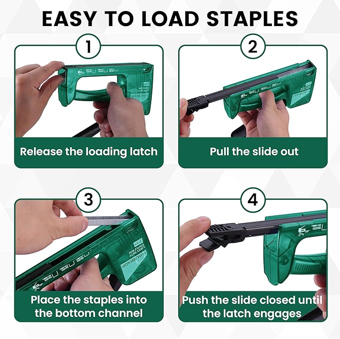 HAUSHOF Light Duty Staple Gun, Upholstery Staple Gun with 800PCS JT21 Staples and Stapler Remover, Fits JT21 Staple of 1/4'', 5/16'' & 3/8'', Used for Wood, Classroom, Crafts, DIY (Green Transparent)