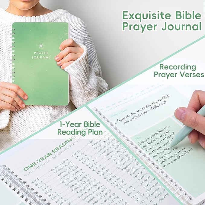 XKDOUS Bible Study Supplies Journaling Kit for Women, Bible Study Kit Journaling Supplies with Prayer Journal, Highlighters, Emergency Card, Pencil Case and More, Christian Gifts for Women, Green