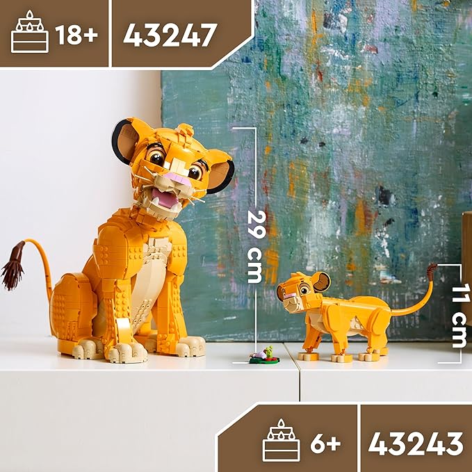 Lego Disney Simba, The Boy Lion King, Collectable Building Toy with Creative Animal Figure, Relaxing Activity for Adults, Gift Idea for Women 43247